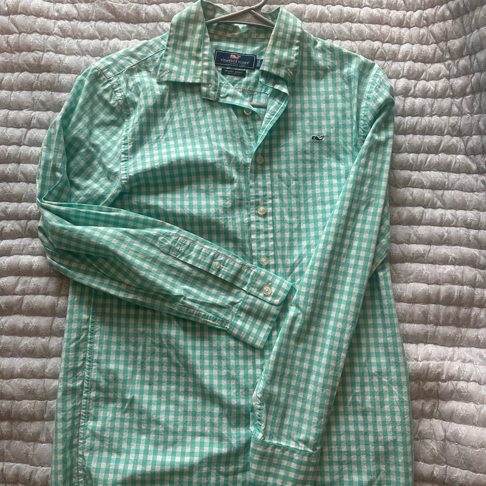 Vineyard Vines Mint Gingham Casual Shirt